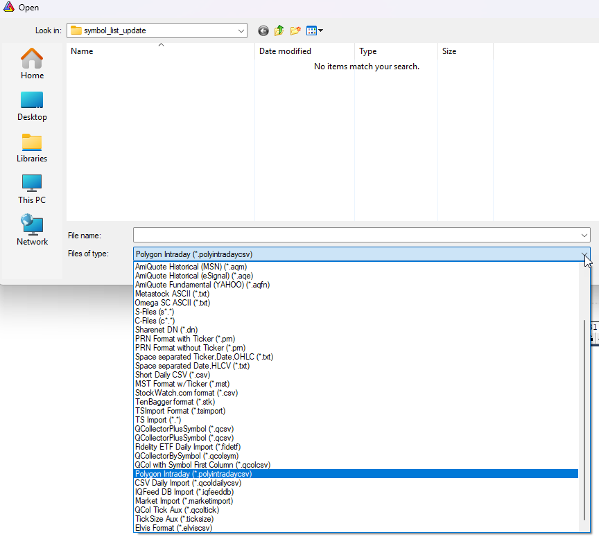 Amibroker Import Item